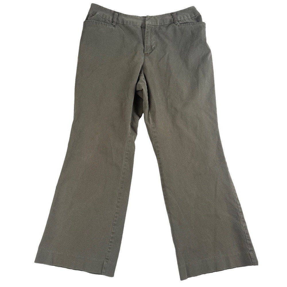 St. John's Bay Women's Olive Green Stretch Capri Pants Cropped Straight Leg 14